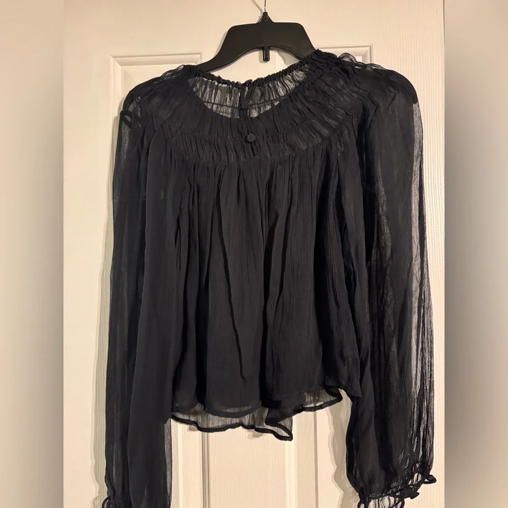 J. Crew Elegant Black Sheer Blouse - Picture 5 of 5